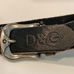 Dolce & Gabbana Black Leather Studded DG Belt With Buckle Size 38-40 Quality